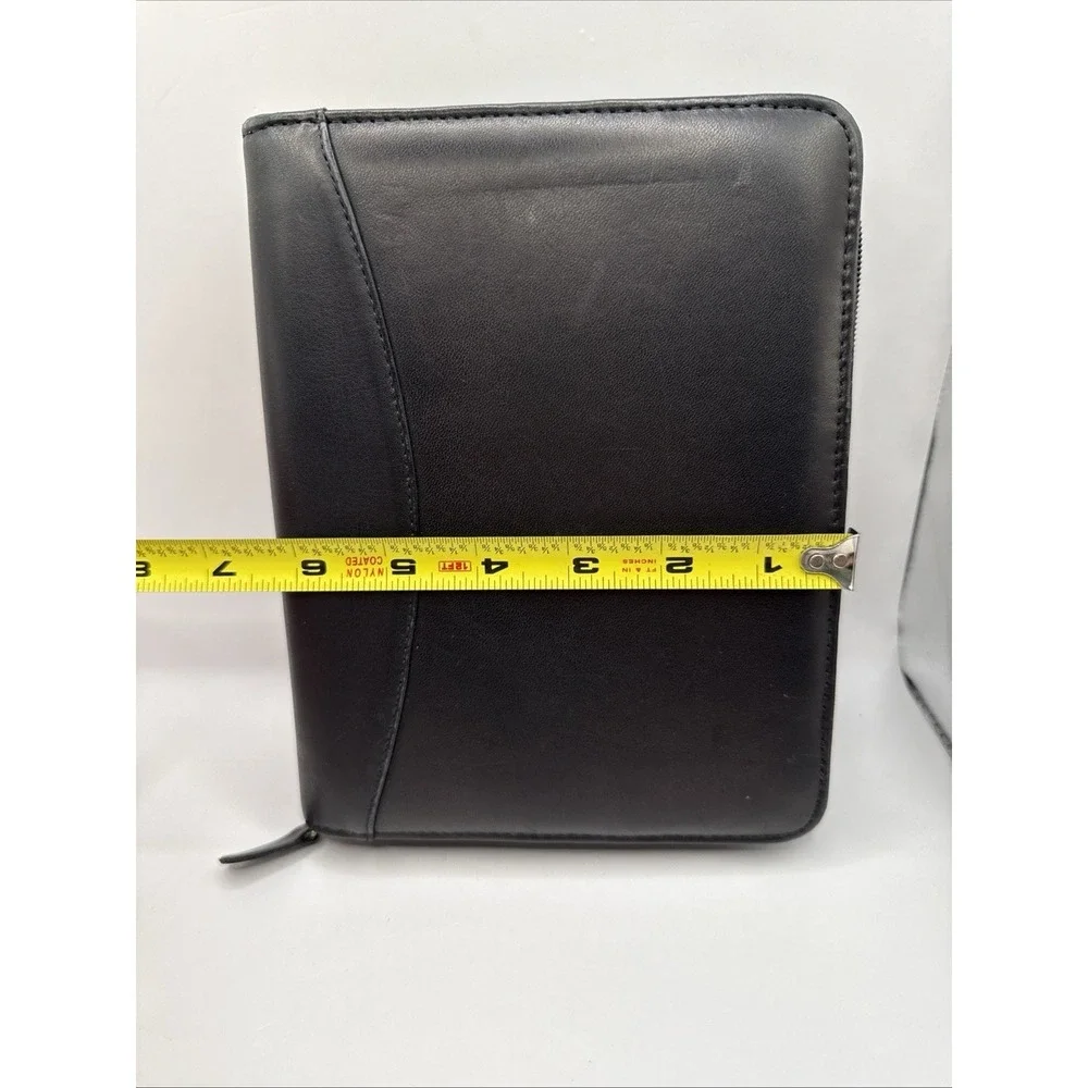 Vintage Franklin Quest Black Full-Grain Nappa Leather 6 Ring Planner Full Zip